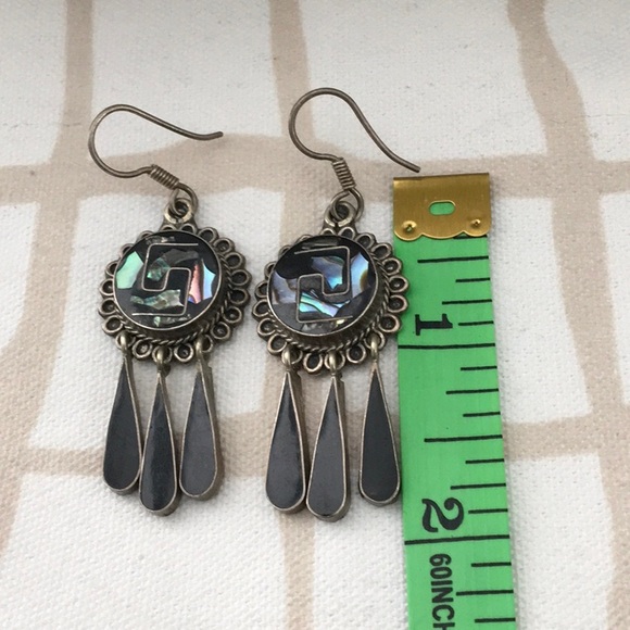Vintage Sterling Abalone Earrings - Picture 3 of 5